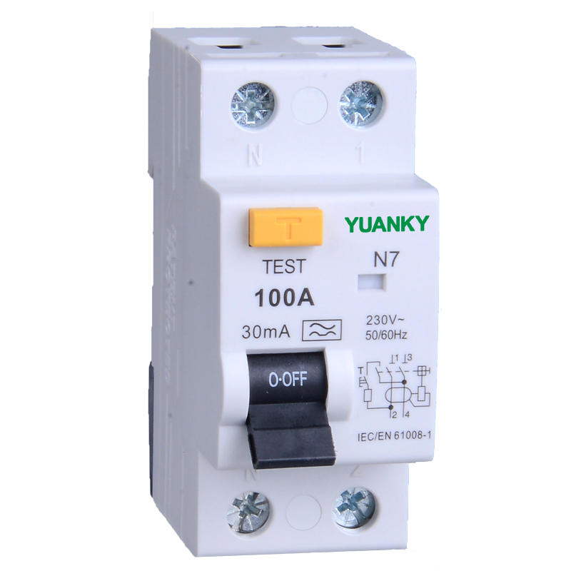 YUANKY RCCB 63A 2P 4P 240V 415V Système PV Disjoncteur à courant résiduel dans la pile de charge