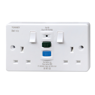 British 13A Rcd Protected Safety Socket Twin Rcd Plastic Or Metal Socket