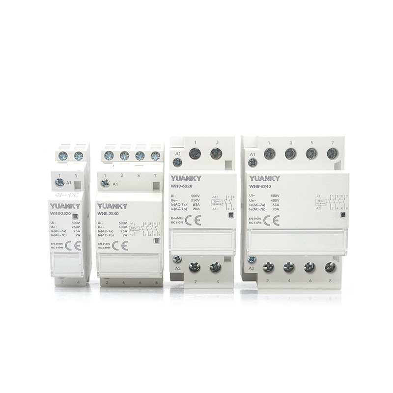YUANKY AC-kontaktori WH8-sarjan modulaarinen kontaktori 16A 20A 25A 32A 40A 63A modulaarinen AC-kontaktori