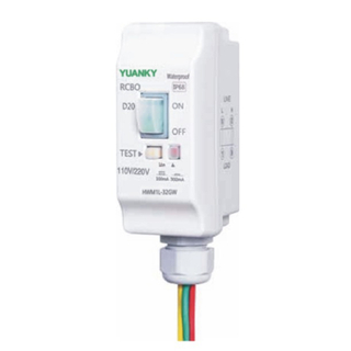 Yuanky Waterproof Adjustable RCBO IP68 32A 25A 20A 16A 2 Pole Ground Fault Circuit Breaker RCBO