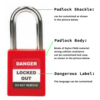 Ổ khóa an toàn Yuanky có khóa khác nhau giống nhau 25mm 38mm 76mm Thép nylon 304 Ổ khóa an toàn bằng thép không gỉ
