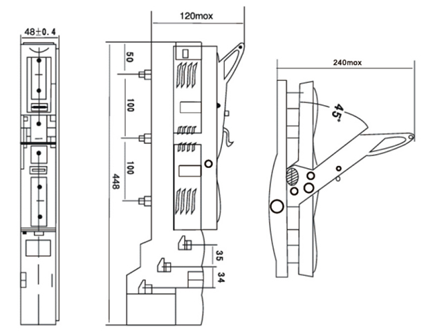 Control industrial 690V 630A Interruptor seccionador tipo tira para sobrecarga y protección 01