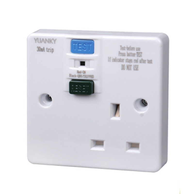 Fornecimento de fábrica 13a 30ma tomada rcd 1gang UK switch com luz indicadora de proteção de corrente residual