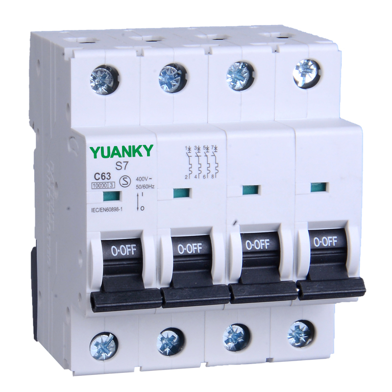 YUANKY IEC60898 CE S7-G Автоматический выключатель Mcb до 63A 10KA Миниатюрный автоматический выключатель Mcb 1P 2P 3P 4P