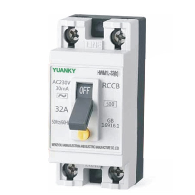 Автоматичний вимикач YUANKY HWM1L-32 Series 32A 30MA AC230V GB16916.1 2P Rccb