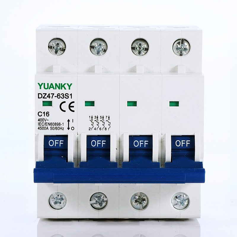 YUANKY MCB 1-63A 240/415V AC 1P 2P 3P 4P IEC60898 BCD কার্ভ মিনি এয়ার সার্কিট ব্রেকার