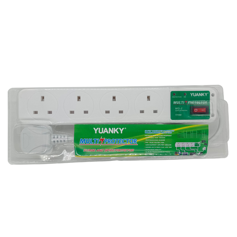 YUANKY Household UK Standard Surge Protector Spikes 480J 4.5KA 230V 4 Way 13A Extension Board Extension Socket With Usb