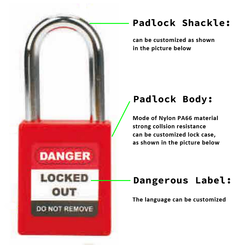 Yuanky Safety Padlock na May Susing Magkatulad 25mm 38mm 76mm Steel Nylon 304 Stainless Steel Safety Padlock