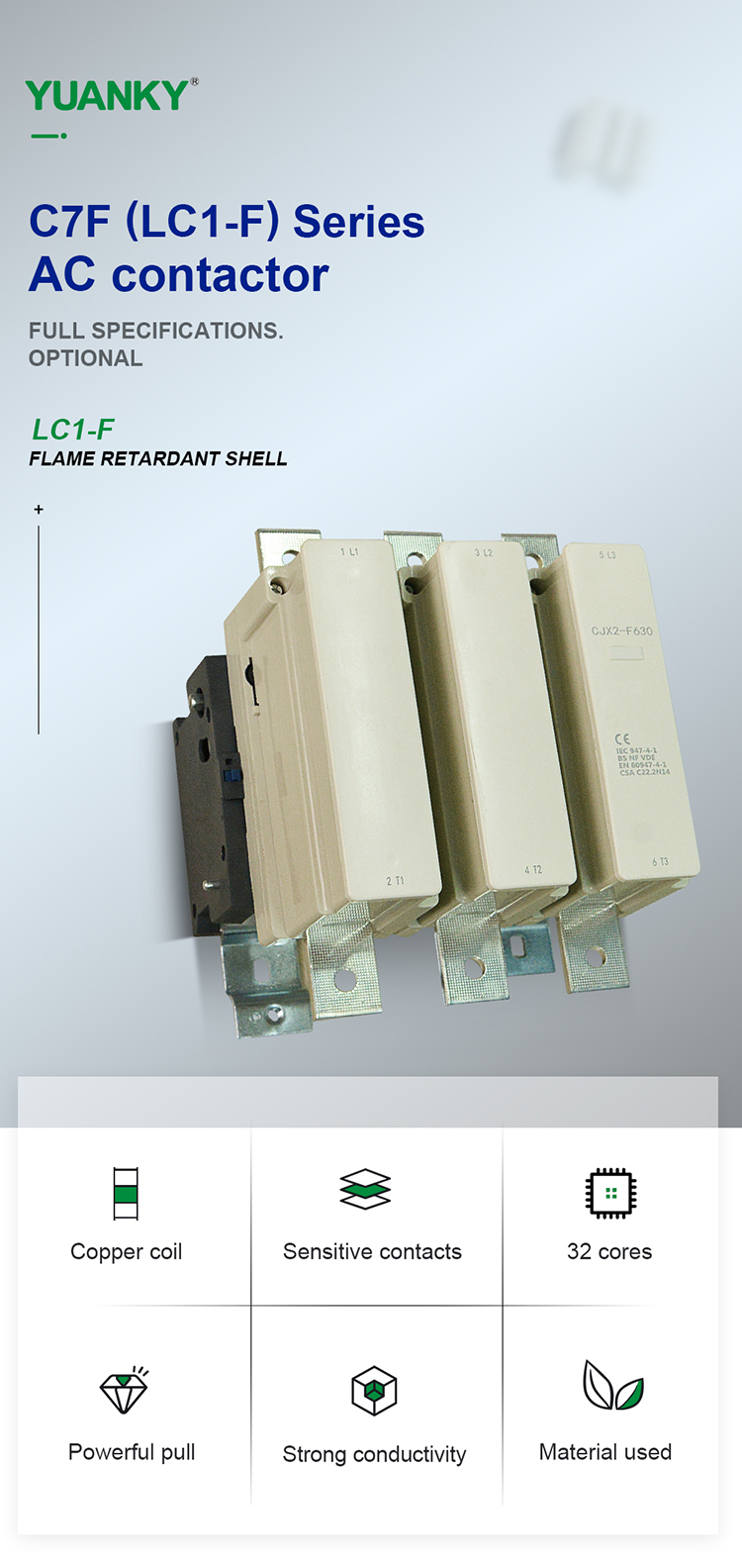စက်မှုလုပ်ငန်းသုံးအတွက် 3pole 4 pole magnetic AC contactor ၊