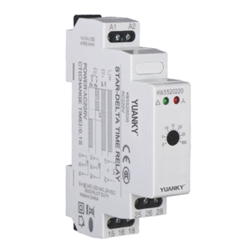 YUANKY STAR-DELTA TIME RELAY DPDT مجموعة واحدة INST مجموعة واحدة تأخير AC220V AC380V 5A 30S 60S STAR DELTA TIMER SWITCH