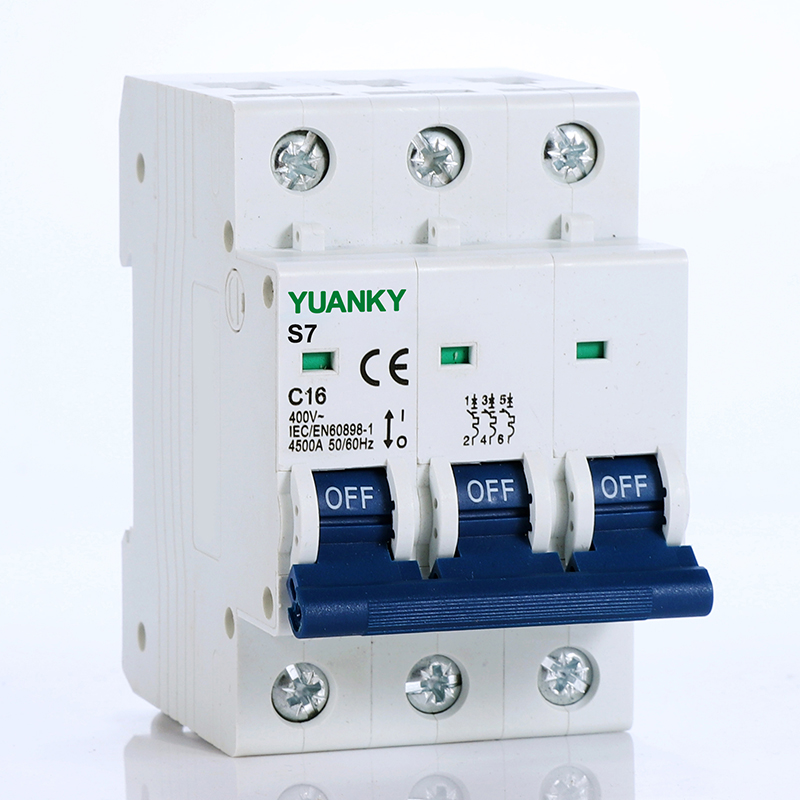 YUANKY MCB 1-63A 240/415V AC 1P 2P 3P 4P IEC60898 B C D Curve Mini Air Circuit Breaker