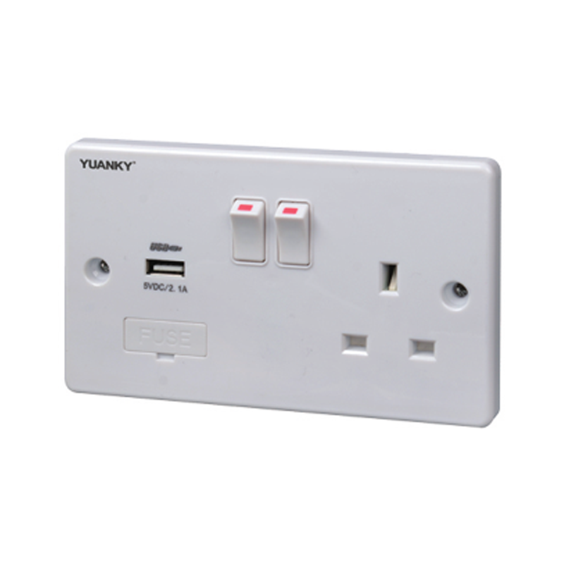 13A RCD Protected Safety Socket Twin Switch na may 2 USB Twin Switch na may 1 USB 1 Socket SMR/13A