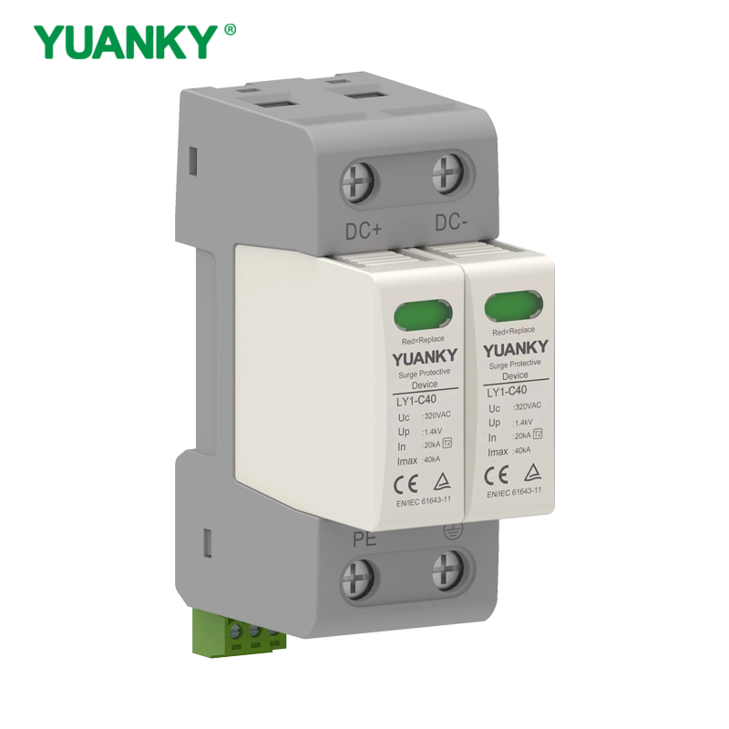 YUANKY Tuv Licence 20KA 40KA 600V 1000V 1500V Surge Arrester Protective Device DC SPD 48V PV Surge Protector