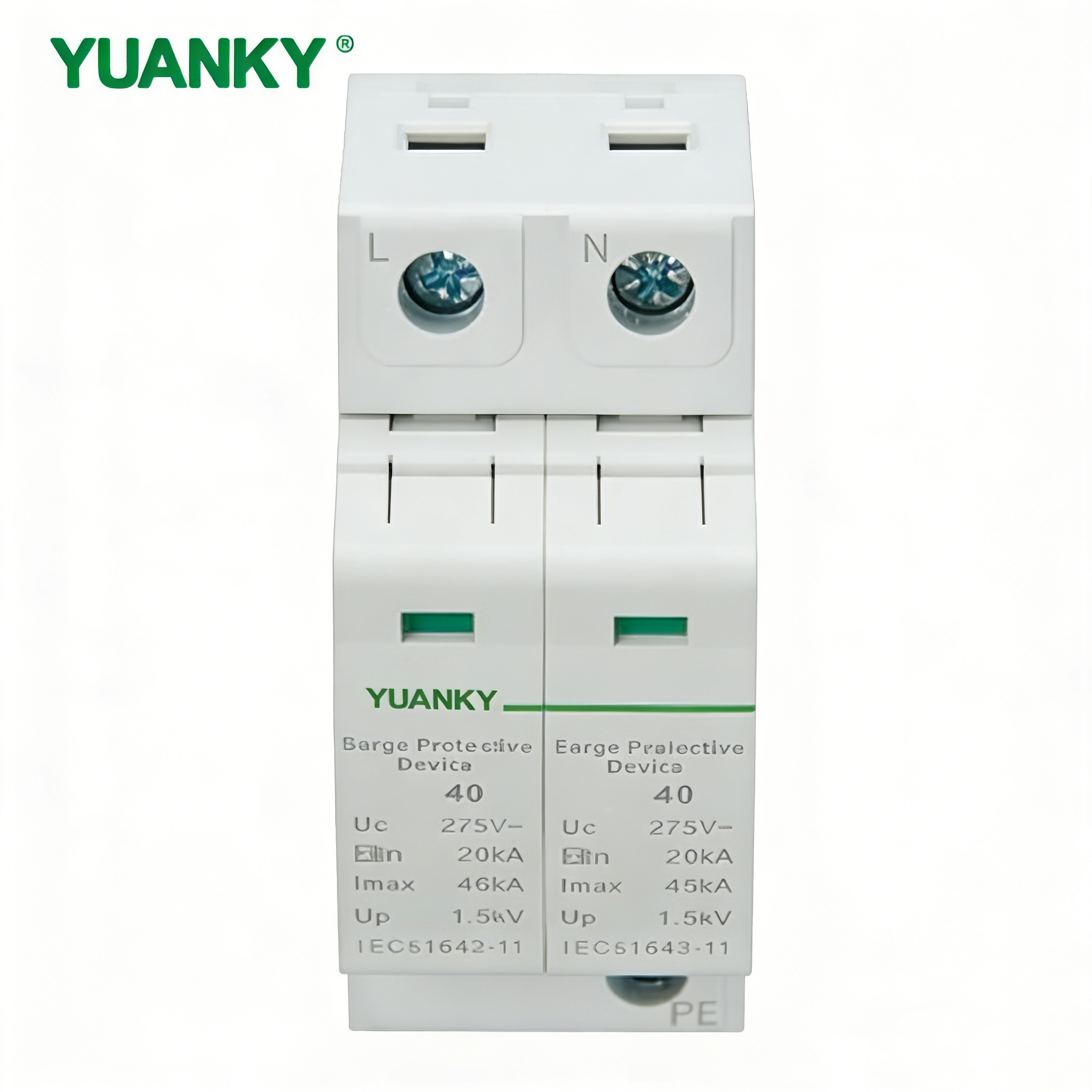YUANKY 1P/2P/3P/4P AC Voltage T2 SPD 20/40KA Surge Protective Device Din Rail Mounted Lightning Arresto