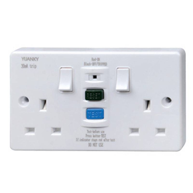 Twin RCD Plastic and UF Socket, Switched