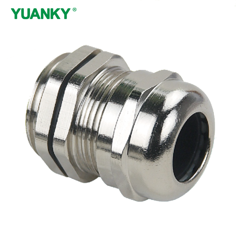 YUANKY Half - Pass Metal Cable Waterproof Connector CE ROHS REACH Brass Nickel Plated