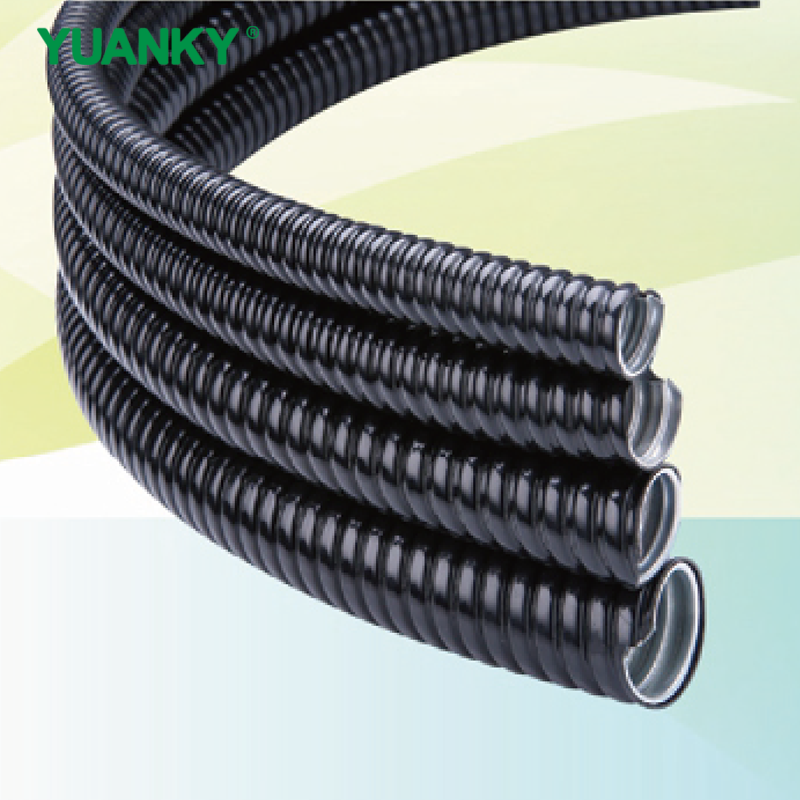 YUANKY Hot Selling Flat Plastic Metal Hose Plastic Coated Metal Hose Black PVC Hot-dipped Galvanized Steel