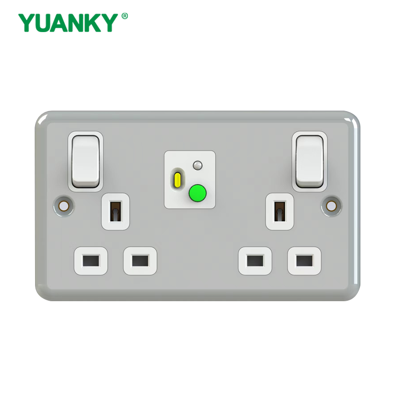 YUANKY Uk Safety Rcd Socket Adaptor Home Circuit Breaker Cutout Garden Power Tools Trip Switch (13a) Gfci Prcd GRAY