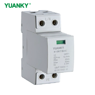 YUANKY 1P/2P/3P/4P AC Voltage X15RT T2 40N SPD 60/80/100/160KA Surge Protective Device Din Rail Mounted Lightning Arresto