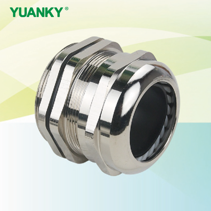 YUANKY Waterproof Connector for Straight Metal Cable CE ROHS REACH Brass Nickel Nlated