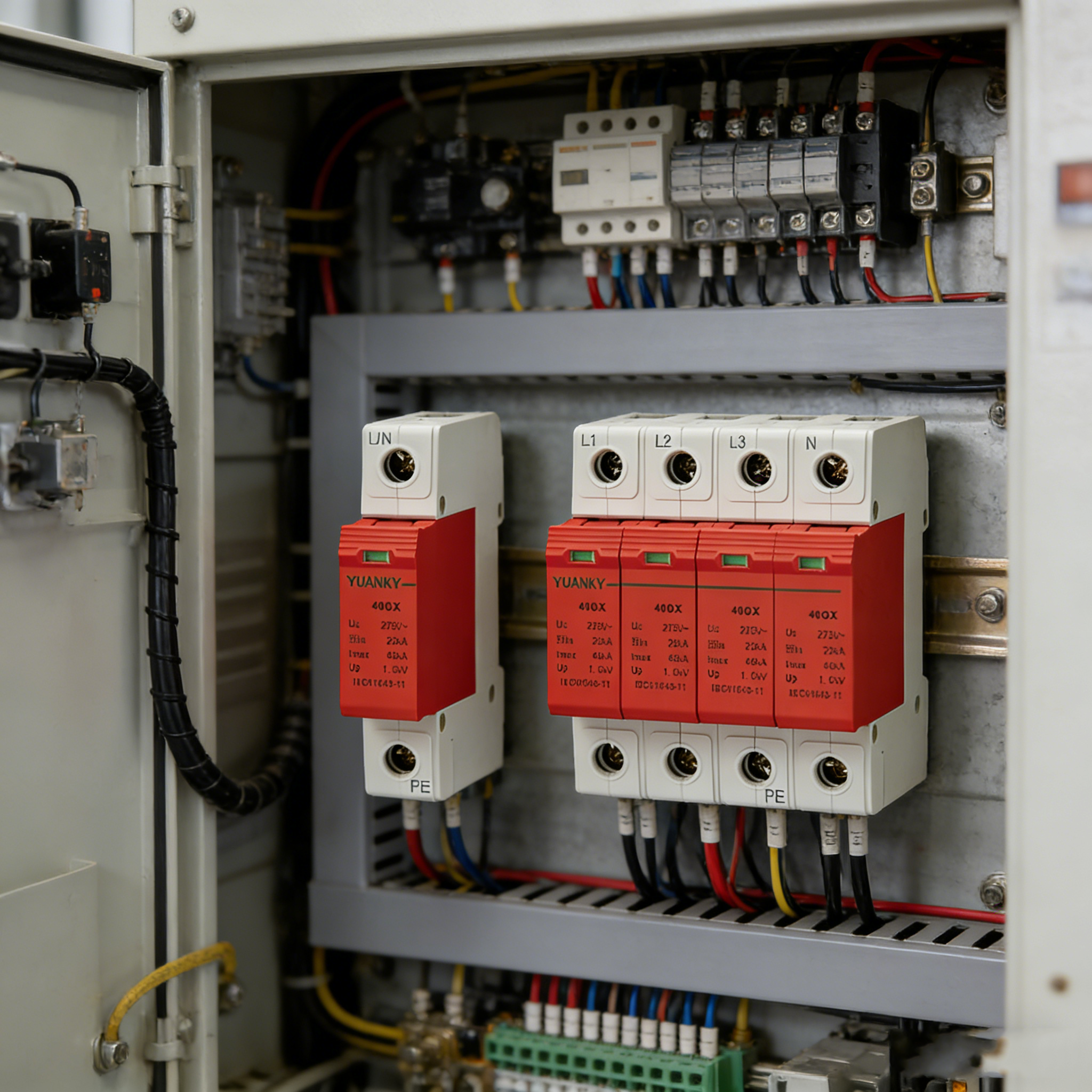 YUANKY 1P/2P/3P/4P AC Voltage Ultra Low Residual Voltage T2 40N SPD 60/80/100/160KA Surge Protective Device Din Rail Mounted Lightning Arresto