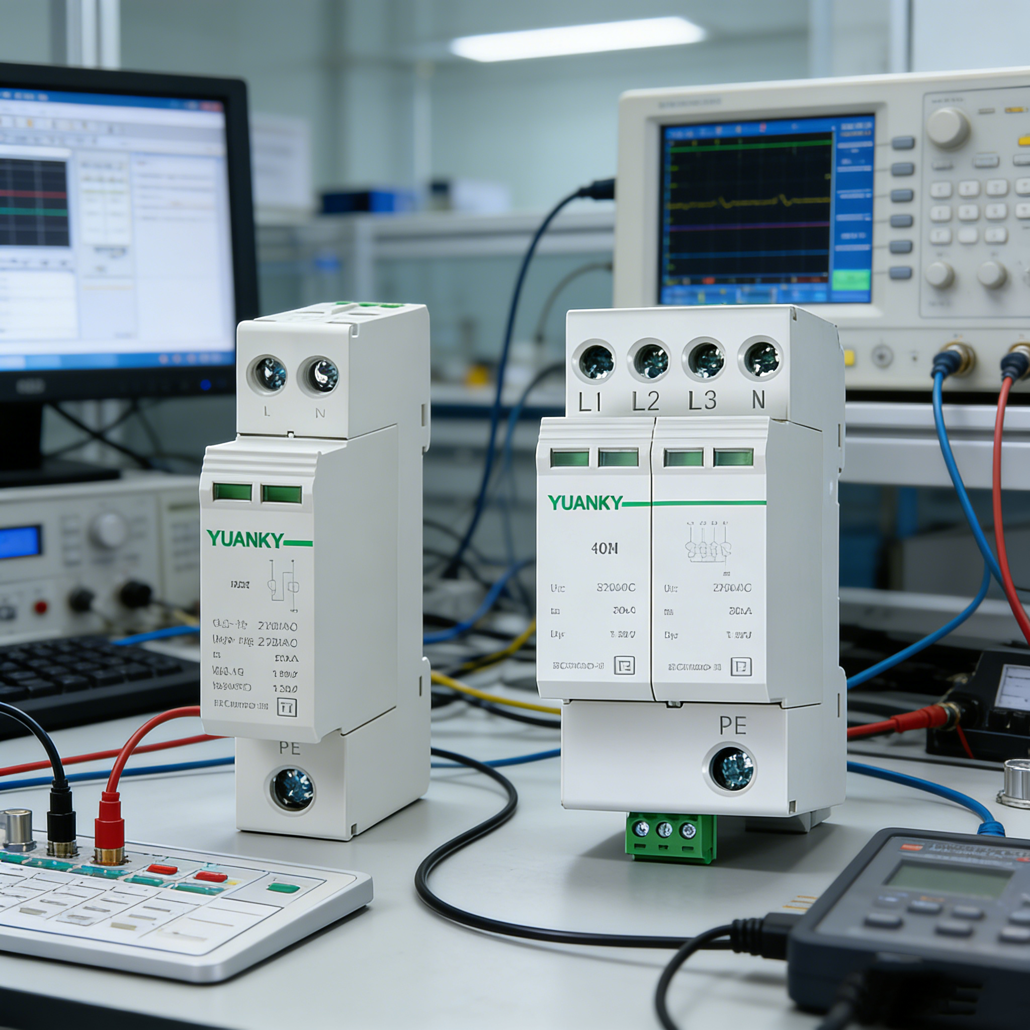 YUANKY 1P/2P/3P/4P AC Voltage T2 40N SPD 60/80/100/160KA Surge Protective Device Din Rail Mounted Lightning Arresto