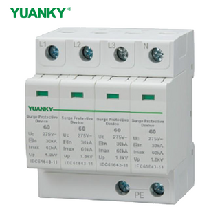 YUANKY 1P/2P/3P/4P AC Voltage T2 SPD 60/80/100/160KA Surge Protective Device Din Rail Mounted Lightning Arresto