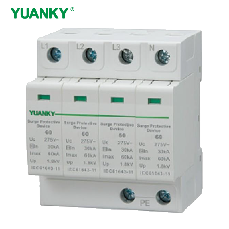 YUANKY 1P/2P/3P/4P AC Voltage T2 SPD 20/40KA Surge Protective Device Din Rail Mounted Lightning Arresto