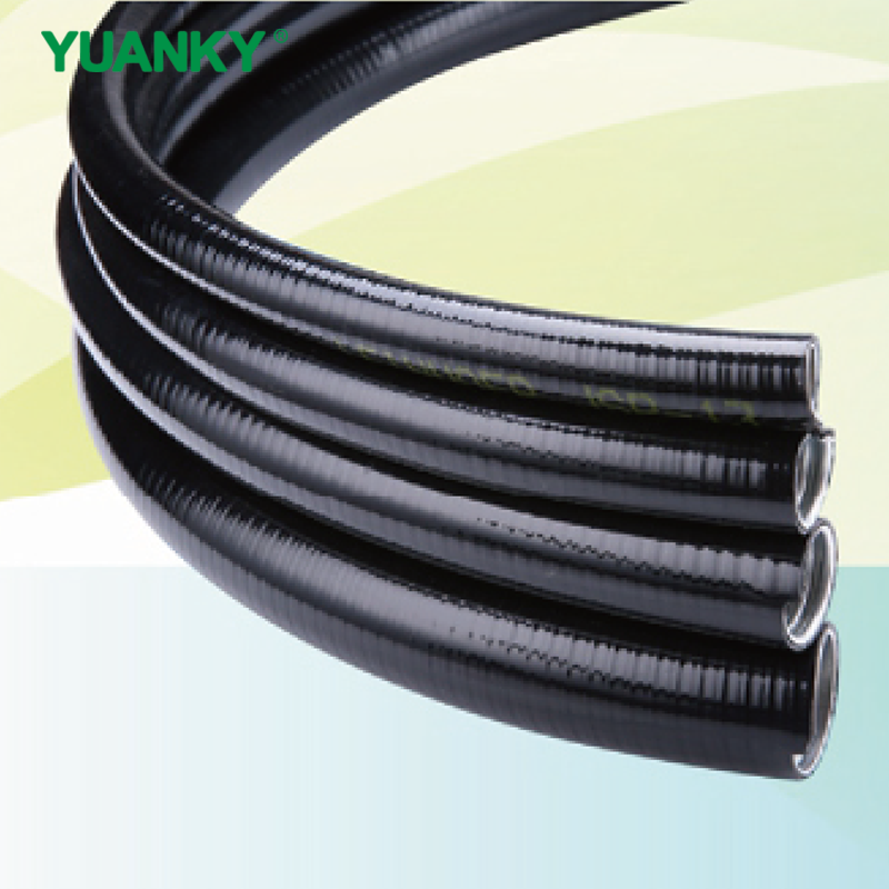YUANKY Hot Selling Flat Plastic Metal Hose Plastic Coated Metal Hose Black PVC Hot-dipped Galvanized Steel