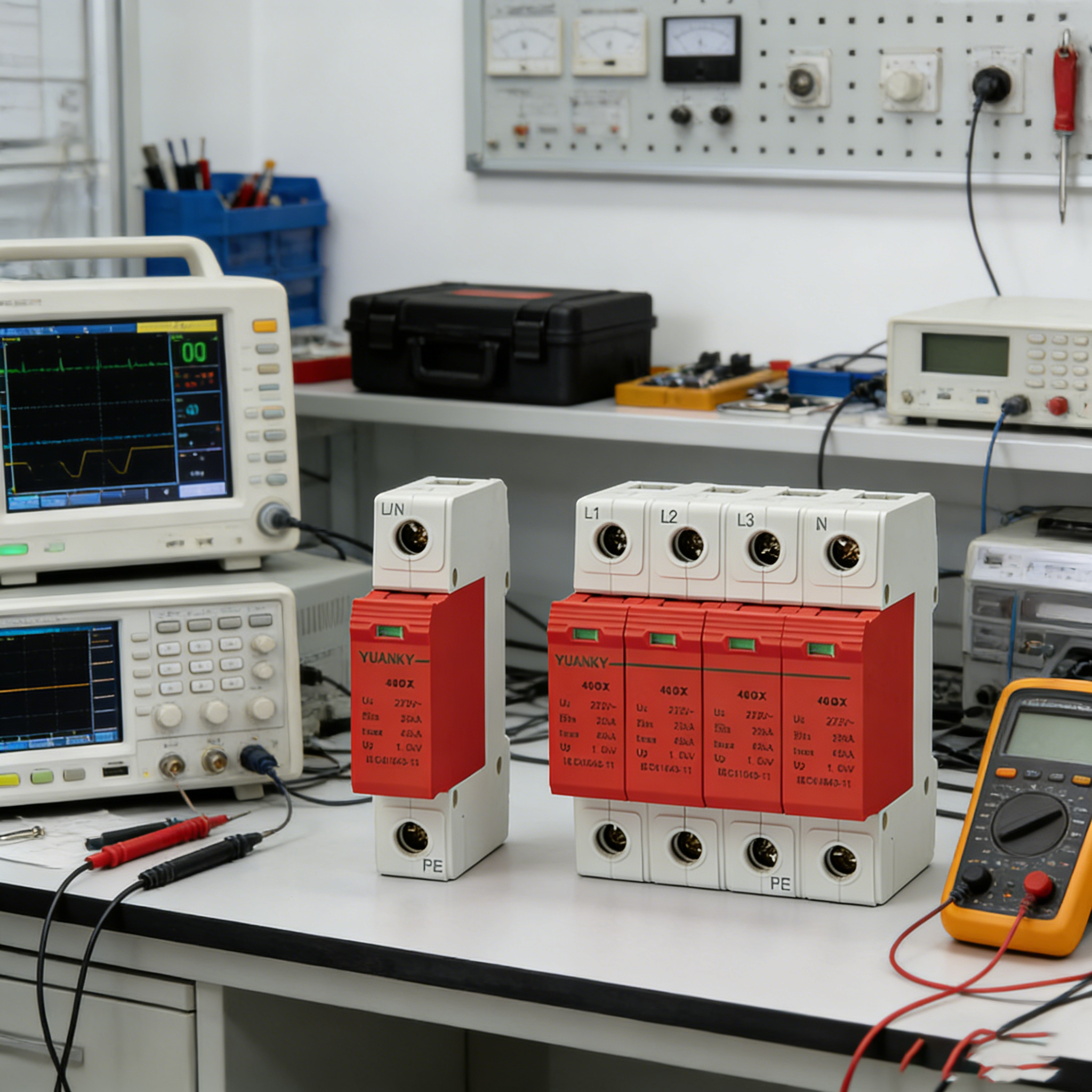 YUANKY 1P/2P/3P/4P AC Voltage Ultra Low Residual Voltage T2 40N SPD 60/80/100/160KA Surge Protective Device Din Rail Mounted Lightning Arresto