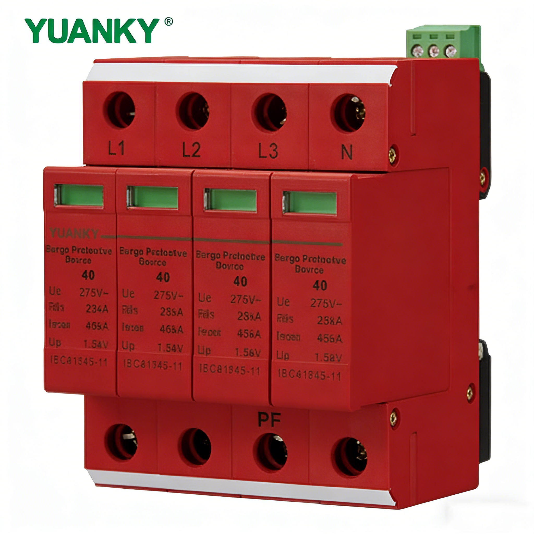 YUANKY 1P/2P/3P/4P AC Voltage T2 SPD 20/40KA Surge Protective Device Din Rail Mounted Lightning Arresto