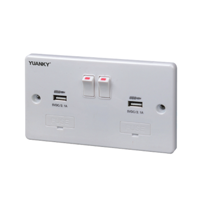 13A RCD Protected Safety Socket Twin Switch with 2 USB Twin Switch with 1 USB 1 Socket SMR/13A