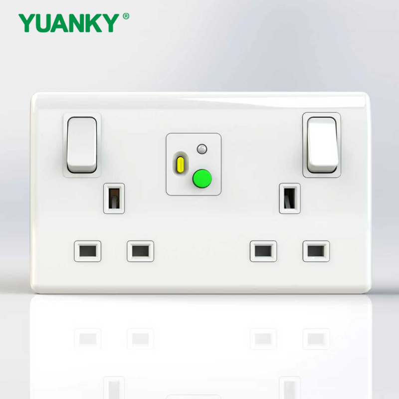 YUANKY Uk Safety Rcd Socket Adaptor Home Circuit Breaker Cutout Garden Power Tools Trip Switch (13a) Gfci Prcd WHITE