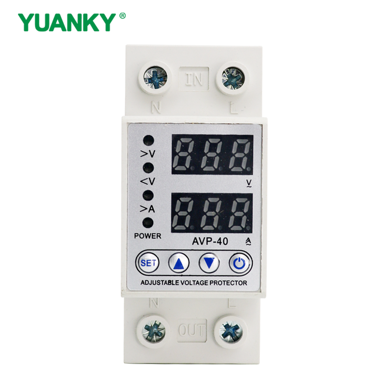 YUANKY Single 40/63A 220V Digital Dual Display Adjustable Voltage Protector AC