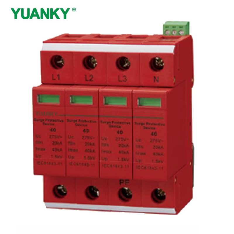 YUANKY 1P/2P/3P/4P AC Voltage T2 SPD 20/40KA Surge Protective Device Din Rail Mounted Lightning Arresto