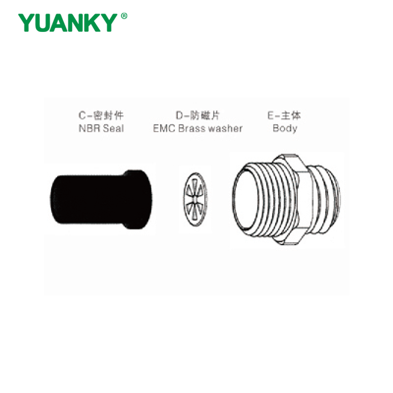 YUANKY CE ROHS REACH Brass Nickel Plated Anti-electromagnetic Meta Cable Waterproof Connector