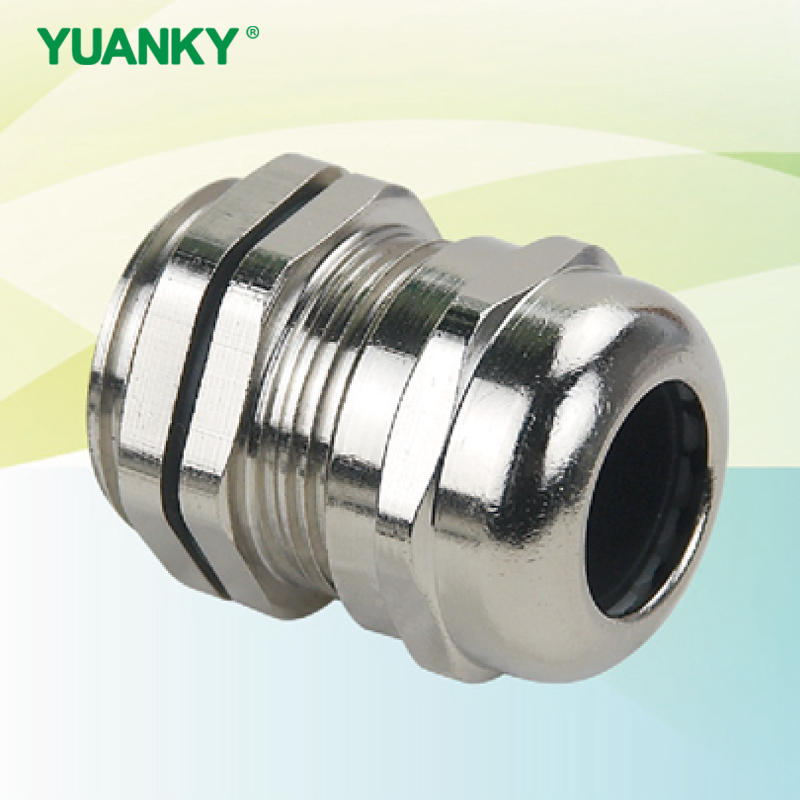 YUANKY Half - Pass Metal Cable Waterproof Connector CE ROHS REACH Brass Nickel Plated