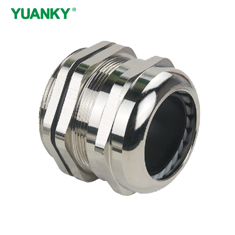 YUANKY Waterproof Connector for Straight Metal Cable CE ROHS REACH Brass Nickel Nlated