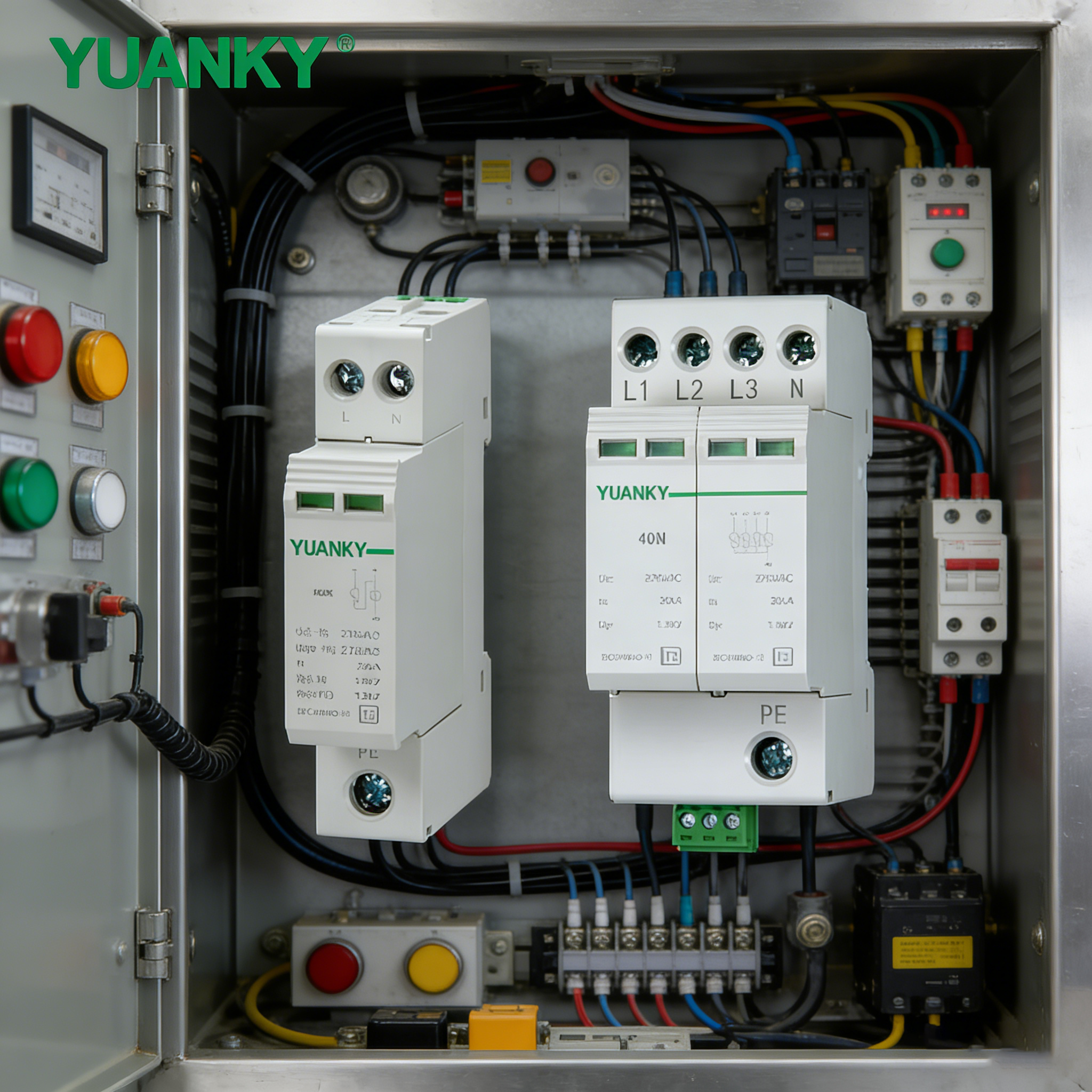YUANKY 1P/2P/3P/4P AC Voltage T2 40N SPD 60/80/100/160KA Surge Protective Device Din Rail Mounted Lightning Arresto