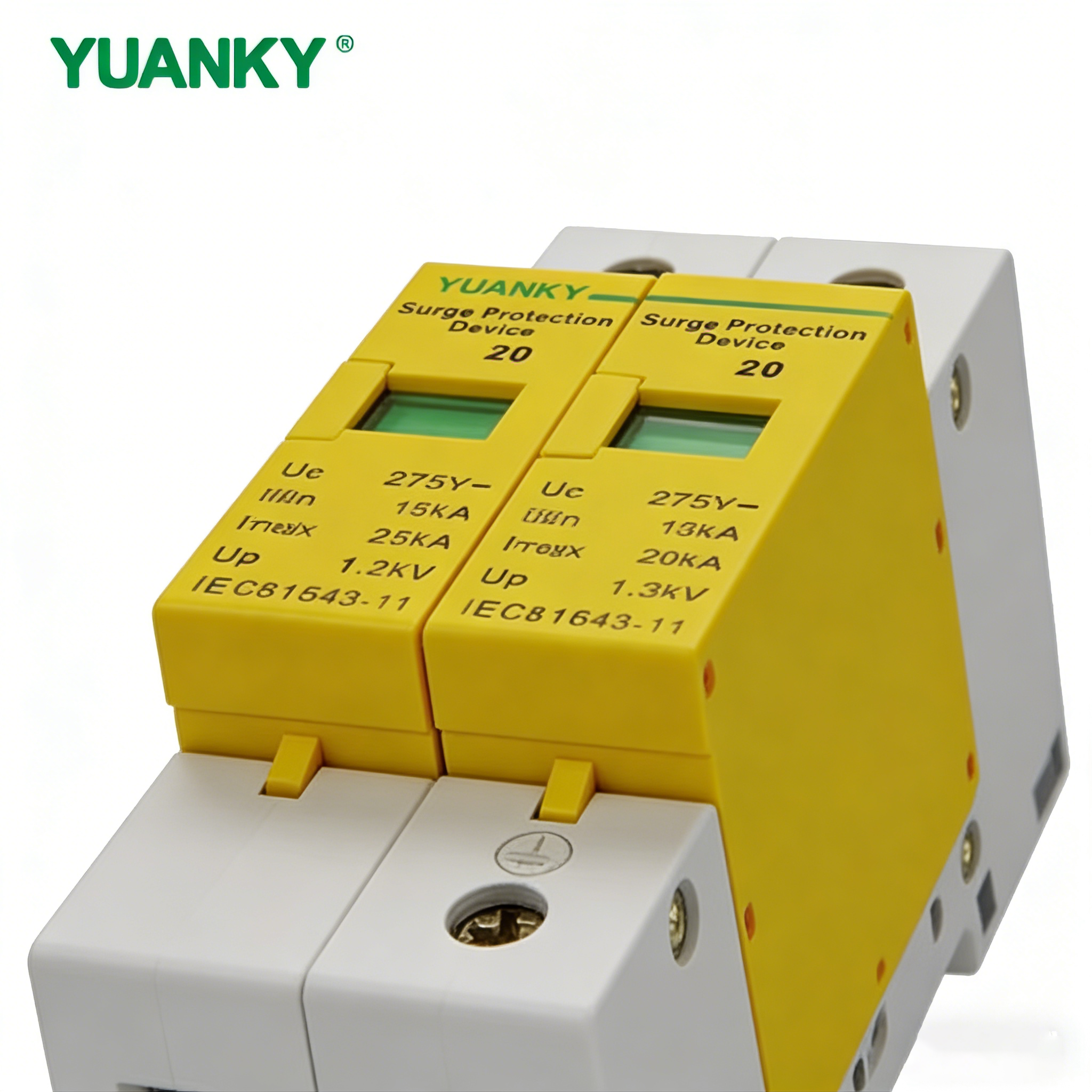 YUANKY 1P/2P/3P/4P AC Voltage T2 SPD 20/40KA Surge Protective Device Din Rail Mounted Lightning Arresto