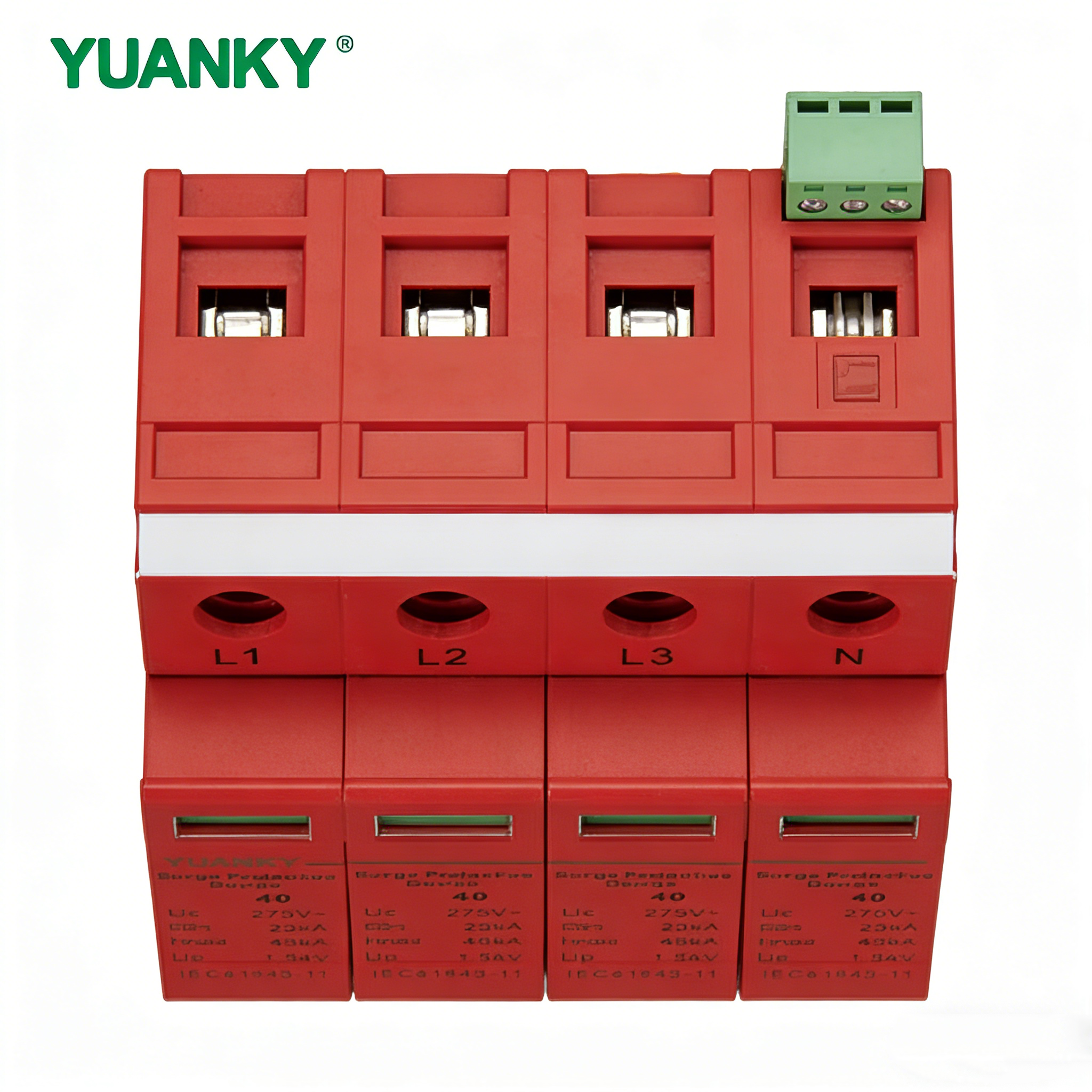 YUANKY 1P/2P/3P/4P AC Voltage T2 SPD 20/40KA Surge Protective Device Din Rail Mounted Lightning Arresto