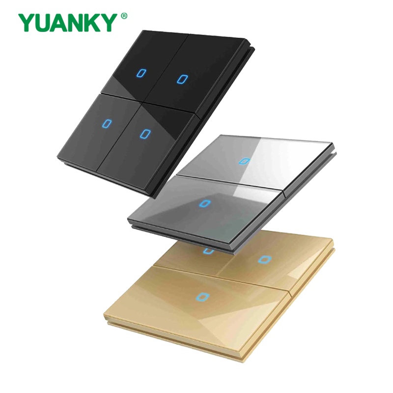 YUANKY D90 Reset Switch Socket 13A 15A 16A 20A 45A With Without Neon Smooth Texture Painting Glass Acrylic Switches Sockets