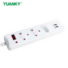YUANKY Household South Africa Socket & Plug HW-SAS2N12U Plastic SA Type Surge Protection Multiplugs with USB Ports