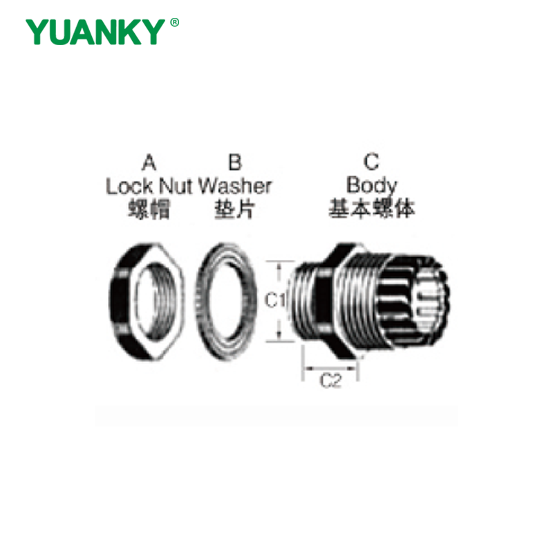 YUANKY Spiral Cable Gland Black Gray Nylon PA