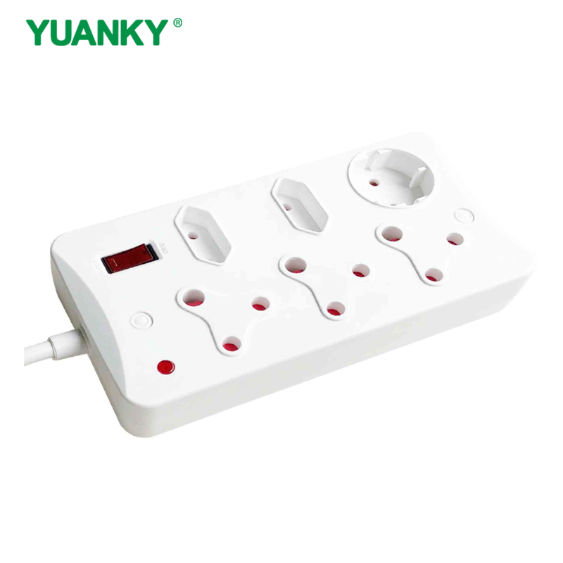 YUANKY Household South Africa Socket Plug HW-SAS3N22U SA Type Surge Protection Multiplugs USB Ports 16A Rated Extension Socket