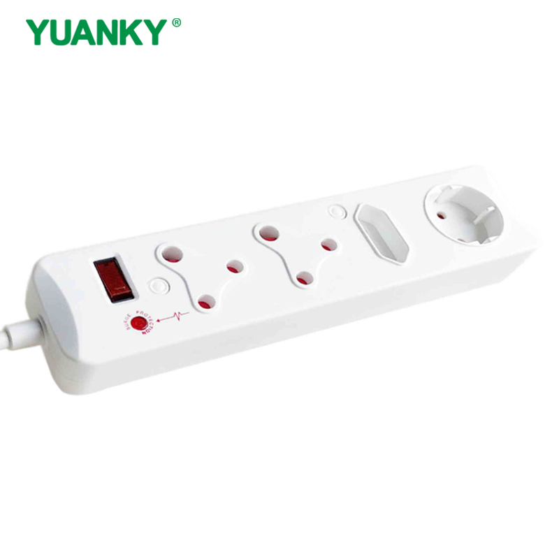 YUANKY Household South Africa Socket & Plug HW-SAS2N12U Plastic SA Type Surge Protection Multiplugs with USB Ports