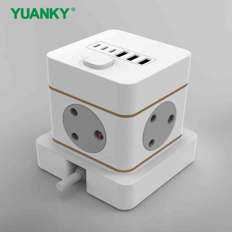YUANKY Household South Africa Socket Plug HW Type Vertical Socket SA Type Surge Protection USB Ports 16A Rated Extension Socket