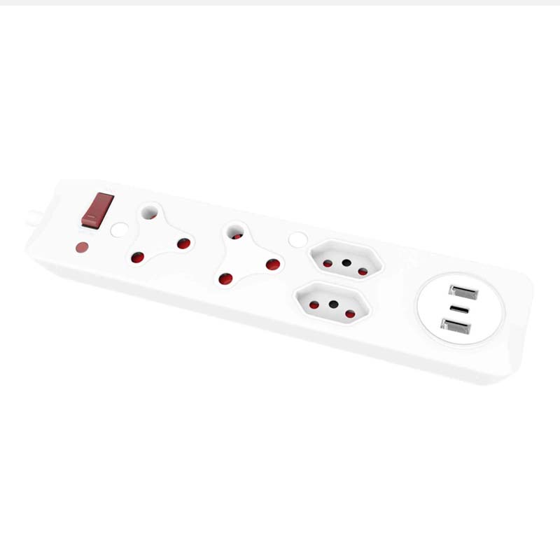 YUANKY Household South Africa Socket & Plug HW-SAS2N23U+C Plastic SA Type Surge Protection Multiplugs with USB Ports