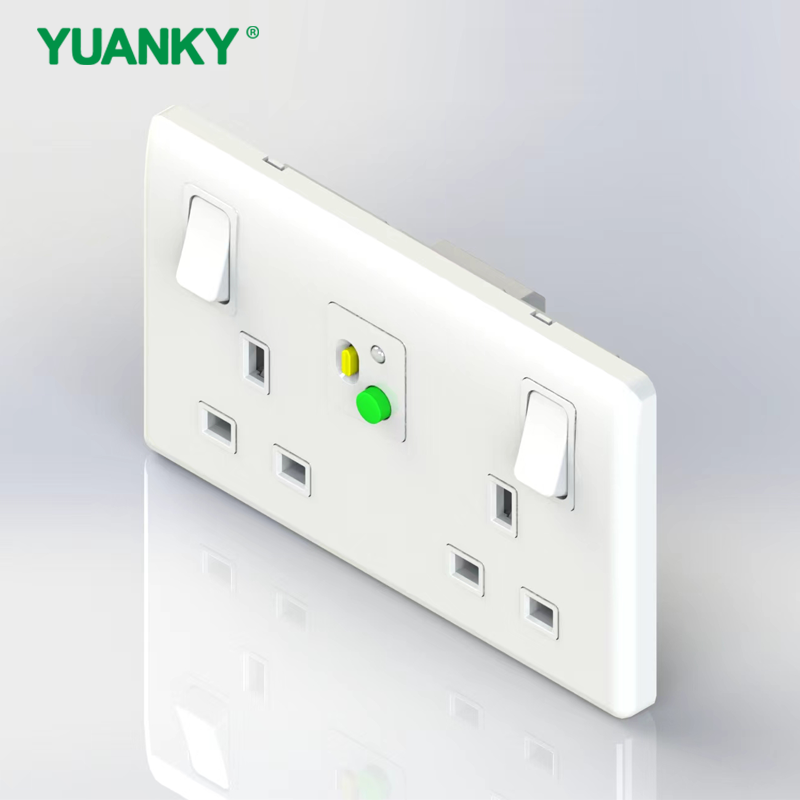 YUANKY Uk Safety Rcd Socket Adaptor Home Circuit Breaker Cutout Garden Power Tools Trip Switch (13a) Gfci Prcd WHITE