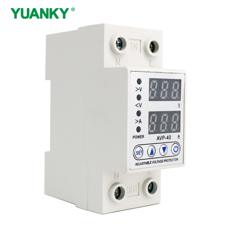 YUANKY Single 40/63A 220V Digital Dual Display Adjustable Voltage Protector AC